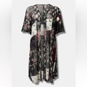NWT Torrid mesh ruffle sleeve patchwork kimono in a size 2 2x 18 20